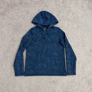 Tommy Bahama Blue Floral Jacquard Hooded Pullover Womens S